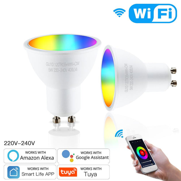 M O1S7 Gu10 Spotlight Wifi Smart Bulb Home Lighting Lamp 5W RGB+CW 2700-6500K 2X 