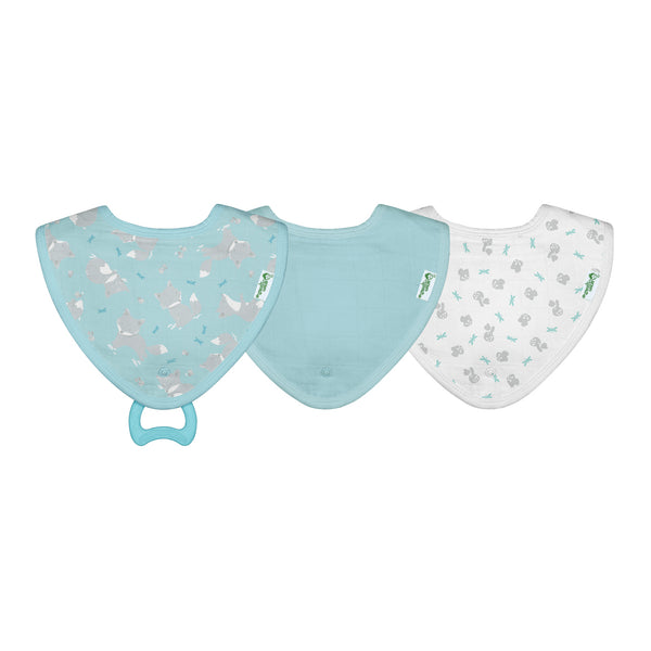 Muslin Stay-dry Teether Bibs made from Organic Cotton (3 pack)