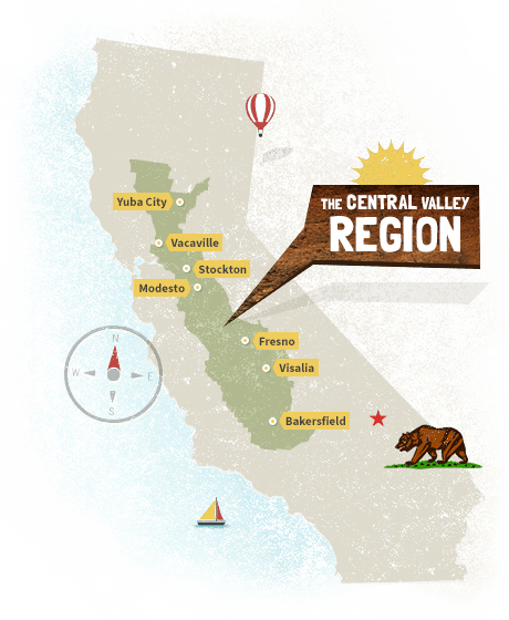 Areas covered by Central Valley TV