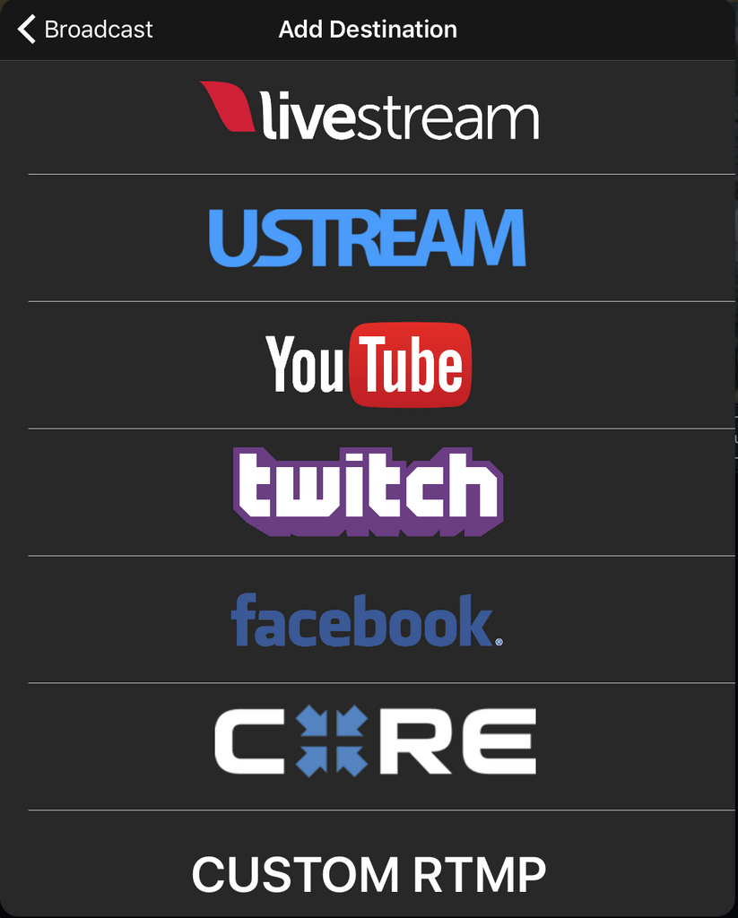 Live:Air comes integrated with popular streaming destinations
