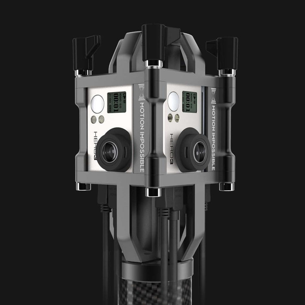 Sphere cage holding 4 GoPros to monitor Ozo