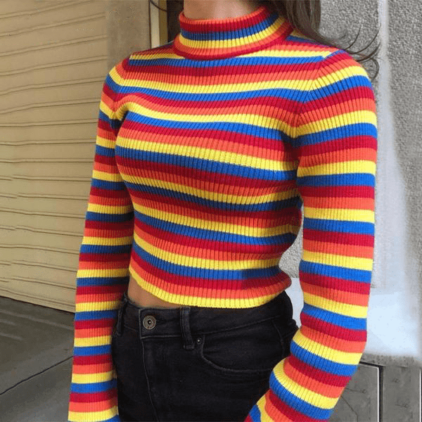 Aesthetic Cute Rainbow Sweater - Cosmique Studio