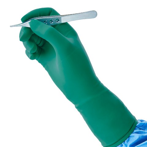 green surgical gloves