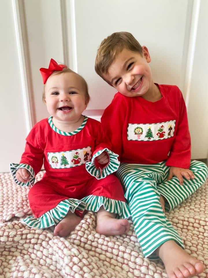 Smocked Grinch Girl Romper