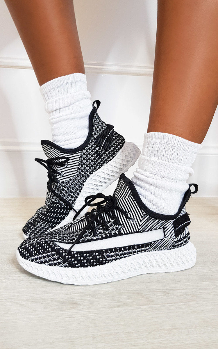 black and white sock trainers