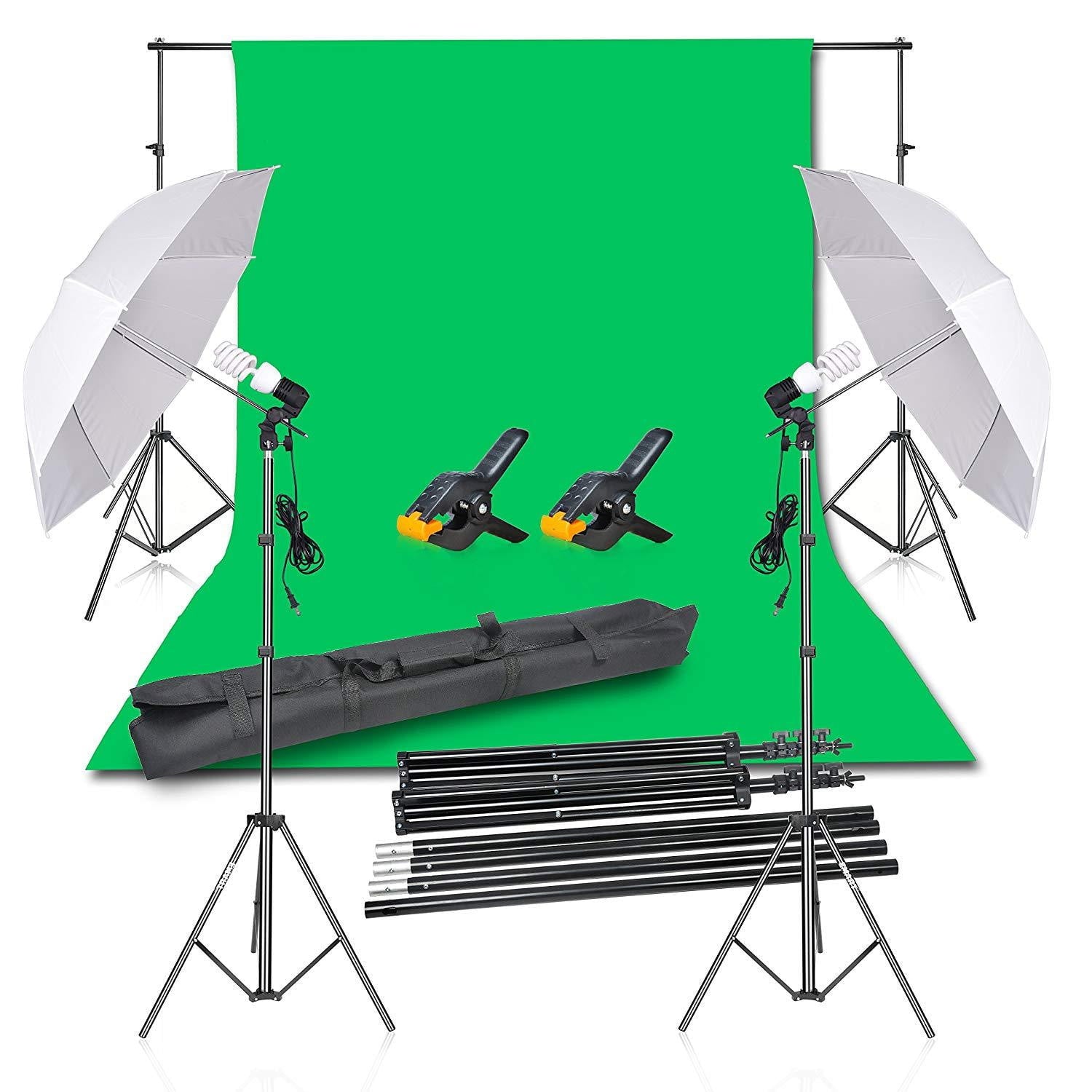 Photography Umbrella Lighting Kit with Muslin Green Screen – Photography Equipment | Studio Setup