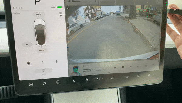 Tesla Model 3 hack rear view camera clamp gif