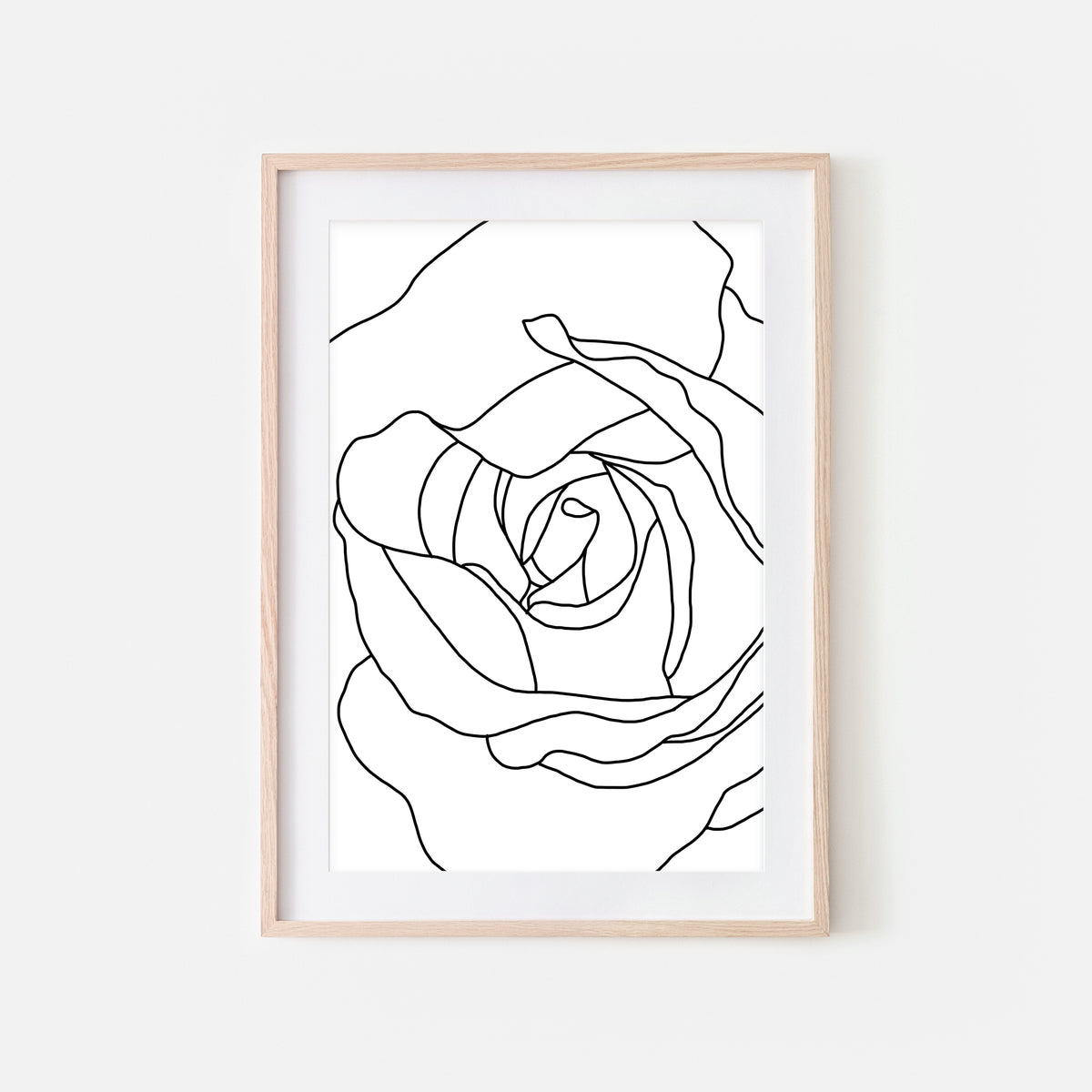 Black & White Line Art Rose In Hand Decorative Wall Art Print 