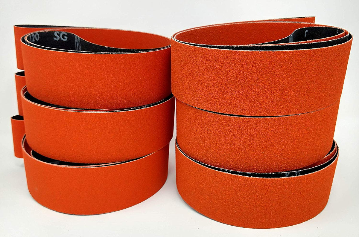 2"x 72" Sanding Belts Variety Pack Orange Ceramic 2 each 36,60,120 Grit 