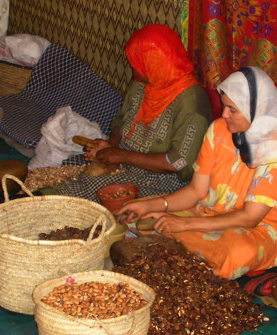 Berber women producing argan oil