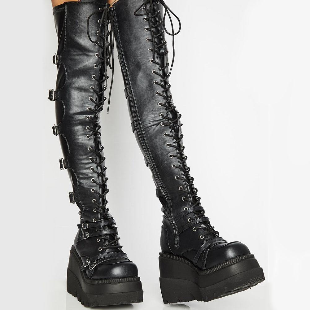 gothic platform knee high boots