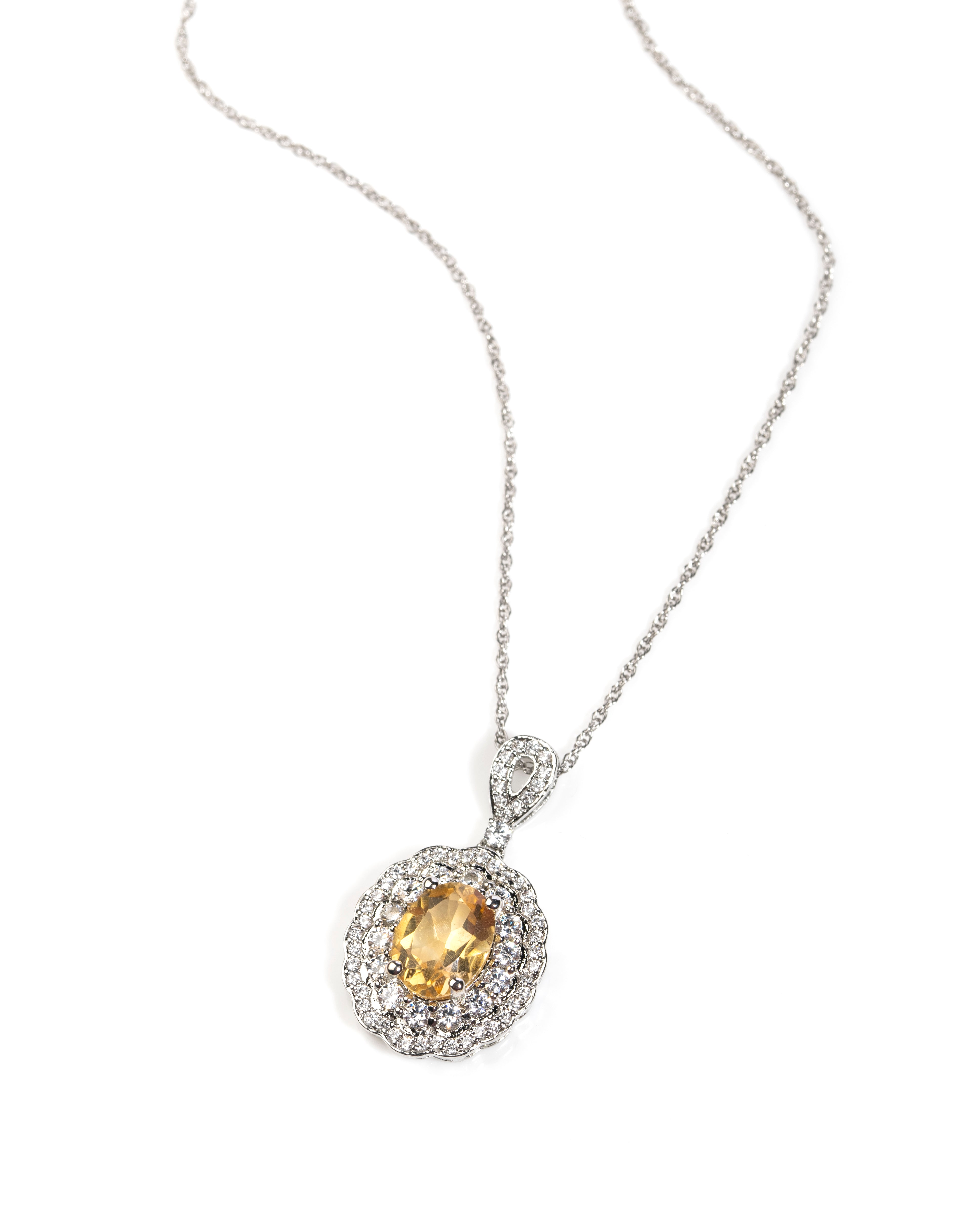 925 Sterling Silver Certified Citrine Luxury Pendant for Women