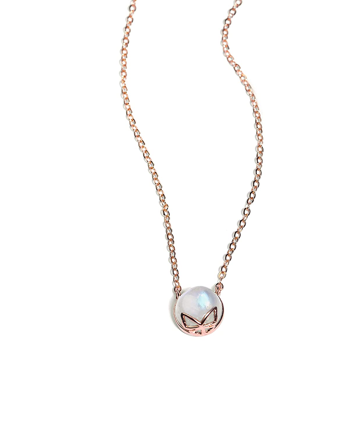 Certified Moonstone Gemstone Butterfly Pendant