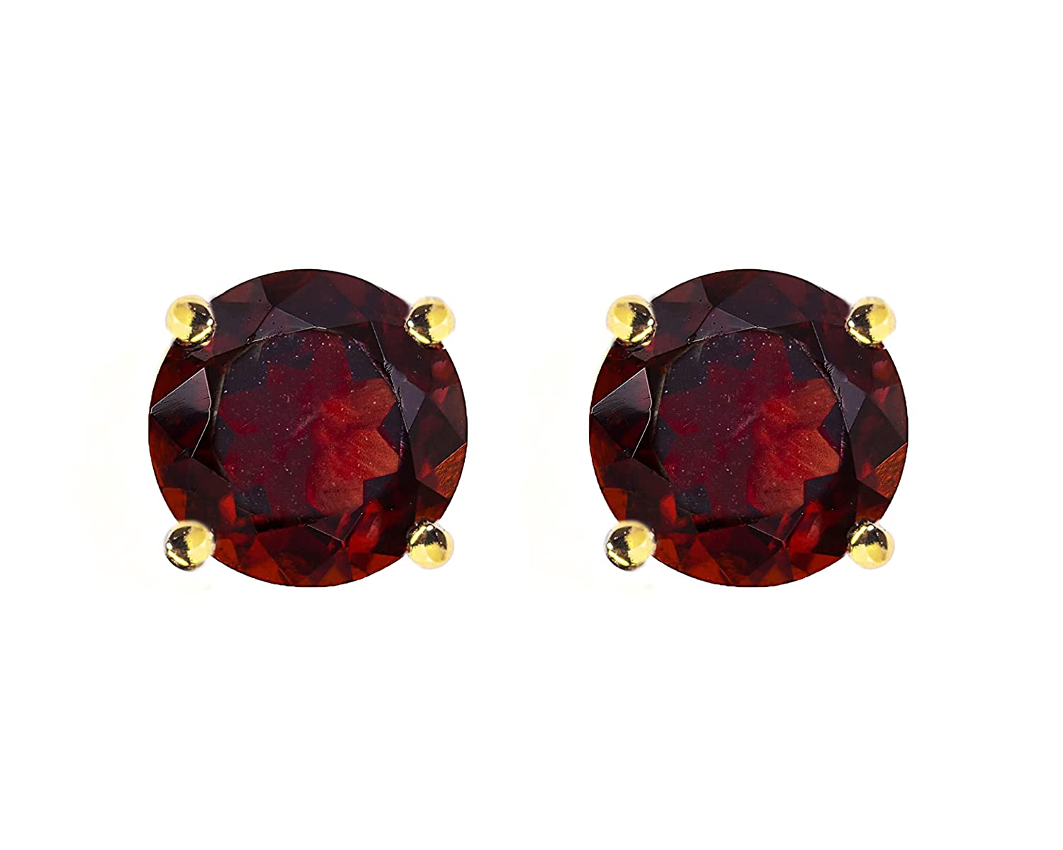 925 Sterling Silver Certified Garnet Gemstone Stud Earrings for Women