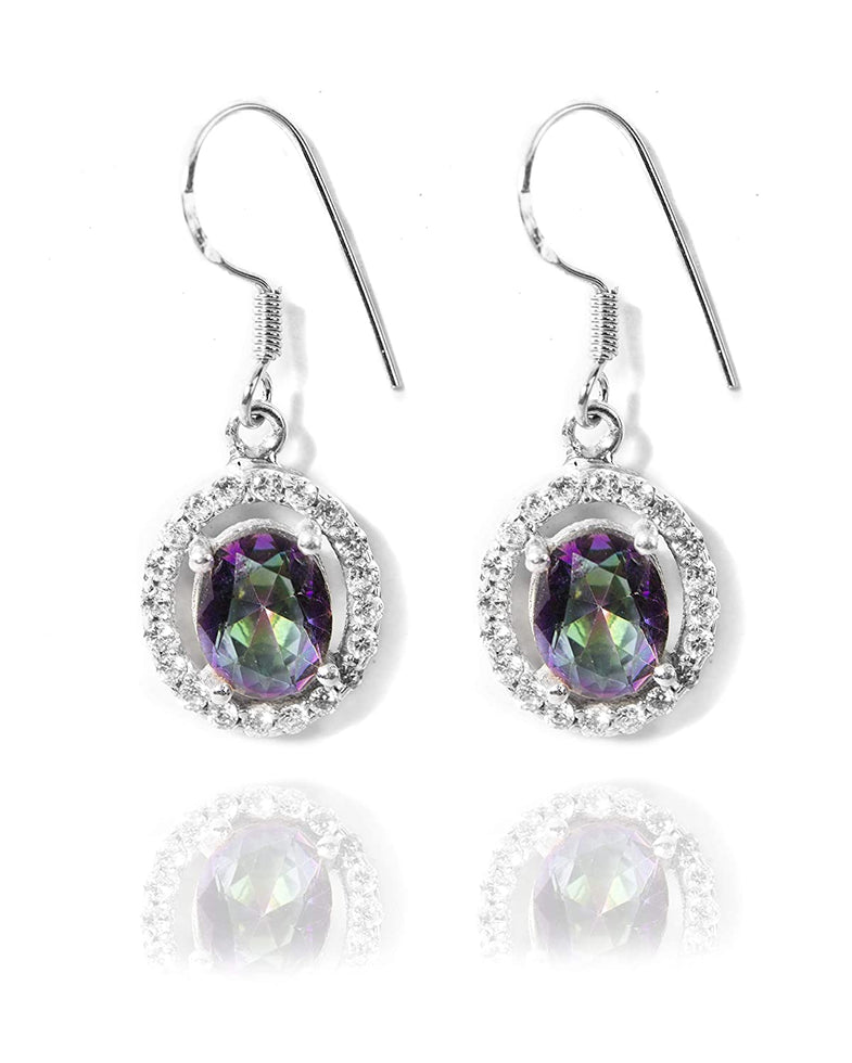 925 Sterling Silver Certified Mystic Topaz Drop Earrings