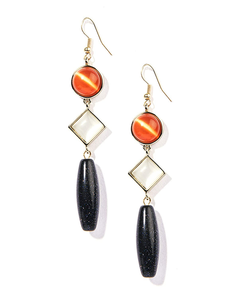 Genuine Shimmering Goldstone Dangling Earrings for Women