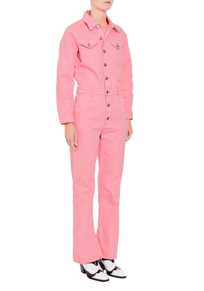 denim jumpsuit pink