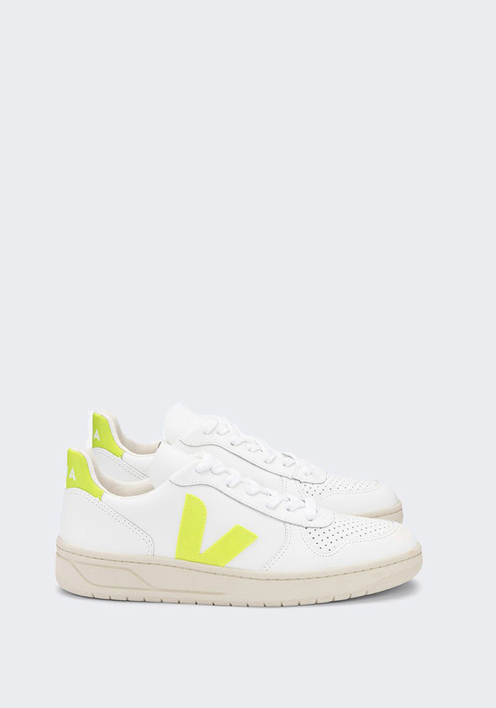 V-10 Leather Sneaker Extra White/Jaune 