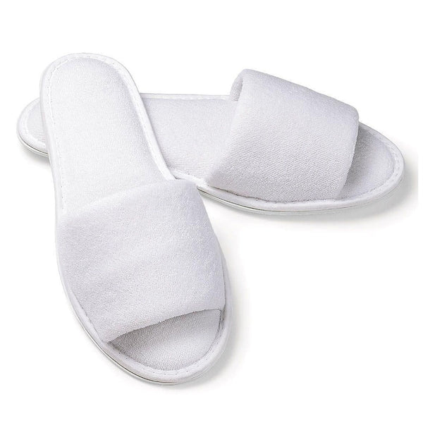 white hotel slippers