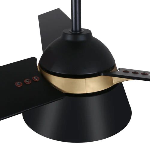 KENORA 48 inch 3-Blade Ceiling Fan with LED Light Kit & Remote Control - Black/Black (Gold Detail)