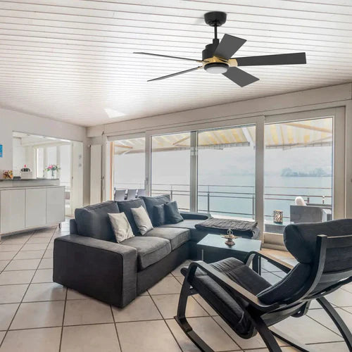 Carro - ASCENDER 52 inch 5-Blade Smart Ceiling Fan with LED Light & Remote Control - Gold/Black