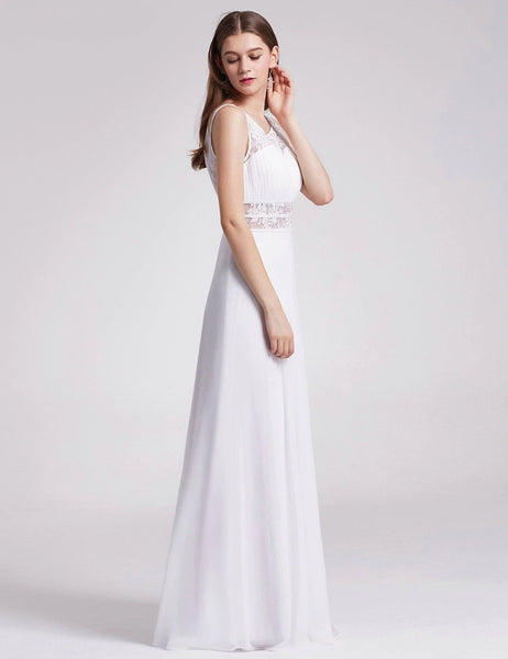 The Arwen :: Vintage Style Illusion Lace & Soft Chiffon A-Line Wedding –  Broke Bride Dresses