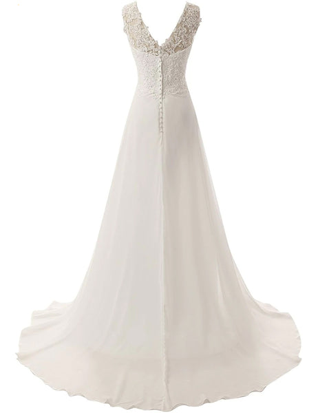 The Tialee Lace and Chiffon Boho A-Line Wedding Dress - Avail. Up to 2 –  Broke Bride Dresses