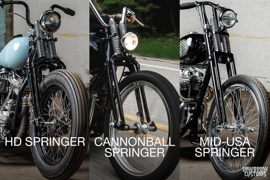 Springer comparisons - Harley-Davidson stock Springer, Cannonball VL Springer, Mid-USA Springer