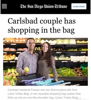 Lotus Trolley Bags featured in SAN DIEGO UNION TRIBUNE