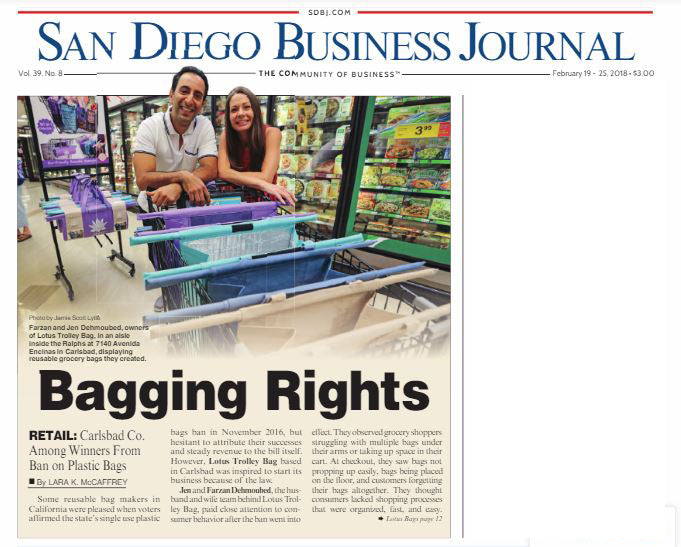 Lotus Trolley Bags featured in SAN DIEGO Business Journal