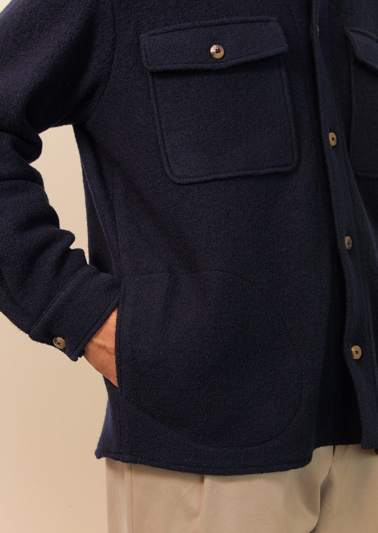 De Bonne Facture - Overshirt - Boiled wool - Navy