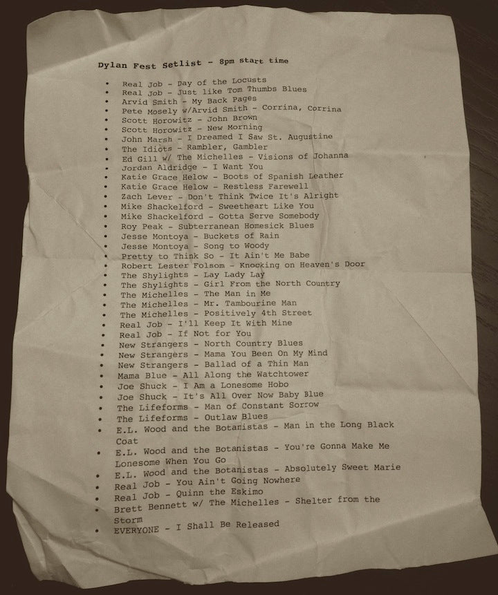 The setlist from Dylan Fest 2013