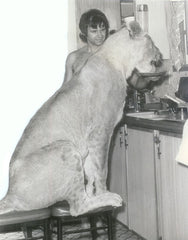 A young Dick Dale with his pet lioness Elsa 