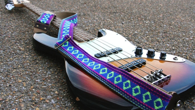 The Indian strap in Tom Verlaine with an American made Fender 60th Anniversary Jazz Bass from 2006