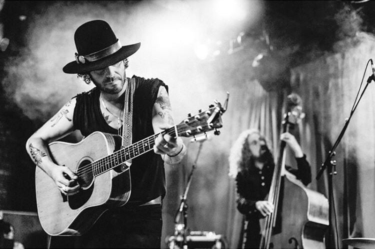 Langhorne Slim performs at the Mercy Lounge in Nashville with a Peruvian guitar strap from Original Fuzz