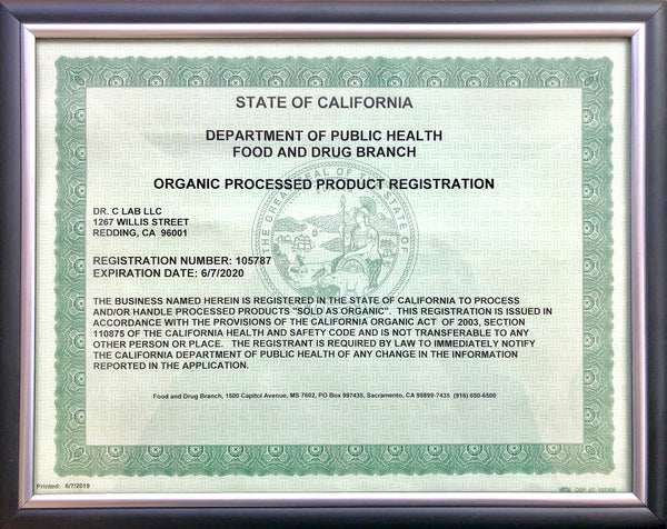 Dr.C Lab Organic Processed Products Registration 