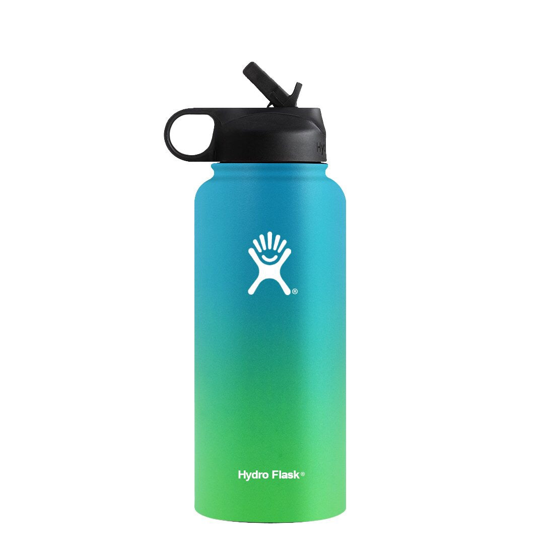 blue and green hydro flask