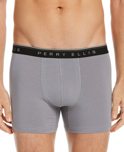 4 Pack Assorted Solid Stretch Boxer Brief Silver Perry Ellis