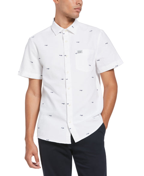 Logo Print Oxford Shirt (Bright White) 