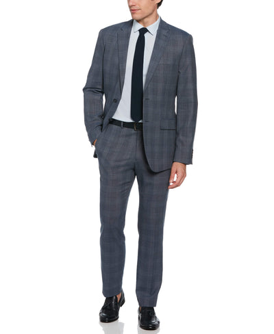 Slim Fit Plaid Stretch Wool Suit