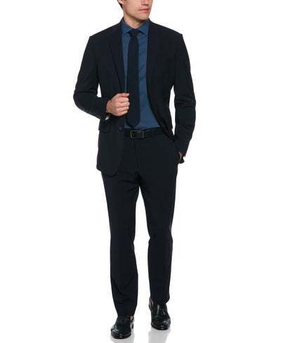 Slim Fit Textured Wool Deep Navy Suit