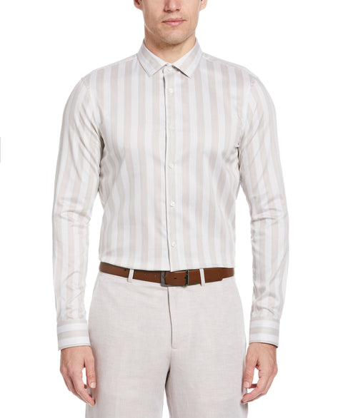 Slim Fit Tonal Twill Stripe Shirt (Bright White) 