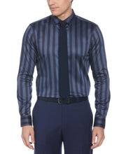 Slim Fit Tonal Twill Stripe Shirt (Ink) 