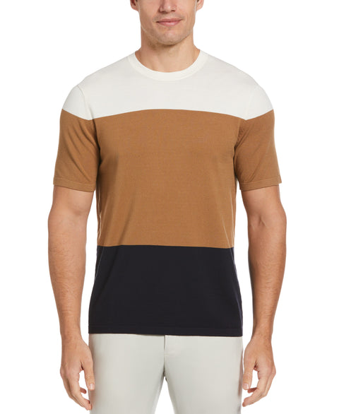 Tech Color Block Crew Sweater Tee (Toasted Coconut) 