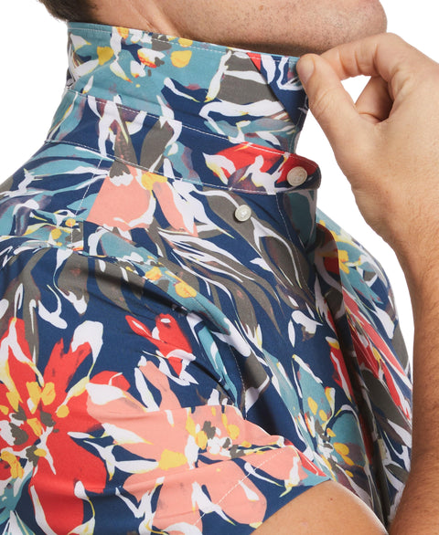 Total Stretch Tropical Floral Print Shirt (Bittersweet) 
