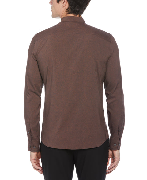 Untucked Total Stretch Slim Fit Banded Collar Shirt (Copper Brown) 