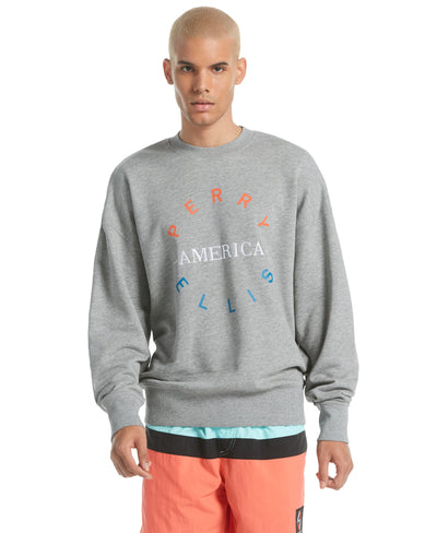 Circle Logo Fleece Crew Sweatshirt Steel Heather Perry Ellis