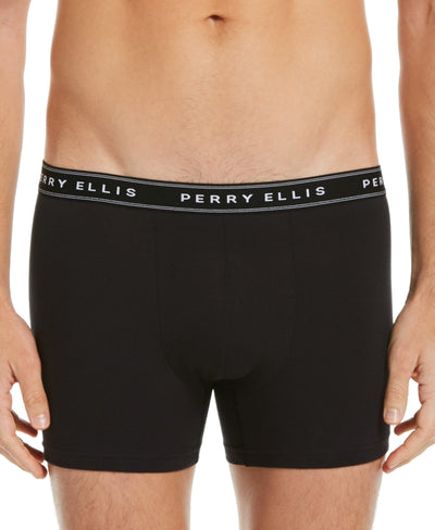 4 Pack Assorted Solid Stretch Boxer Brief Black Perry Ellis
