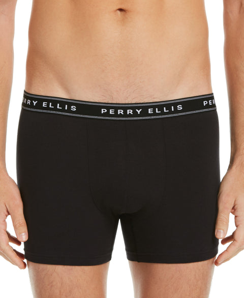 4 Pack Assorted Solid Stretch Boxer Brief Black Perry Ellis