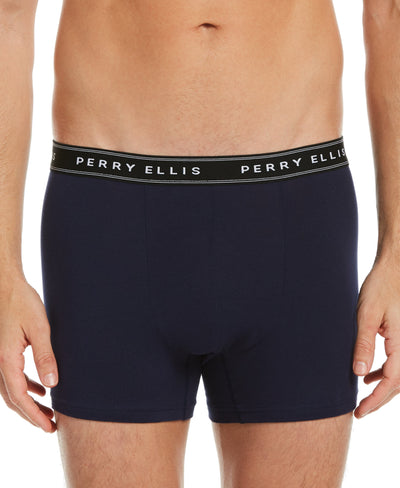 4 Pack Assorted Solid Stretch Boxer Brief Navy Perry Ellis